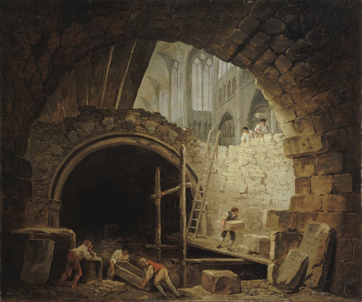 Plądrowanie grobowców królewskich w Bazylice Saint-Denis, październik 1793, ok. 1793 1793. autorstwa Hubert Robert