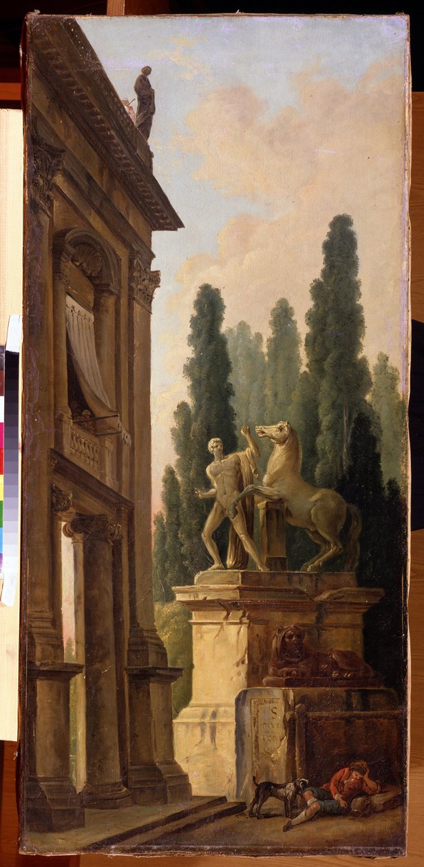 Wieś. Obraz Huberta Roberta (1733-1808), olej na płótnie, ok. 1770-1780, sztuka francuska. Państwowe Muzeum Archangielskoje, Moskwa. autorstwa Hubert Robert
