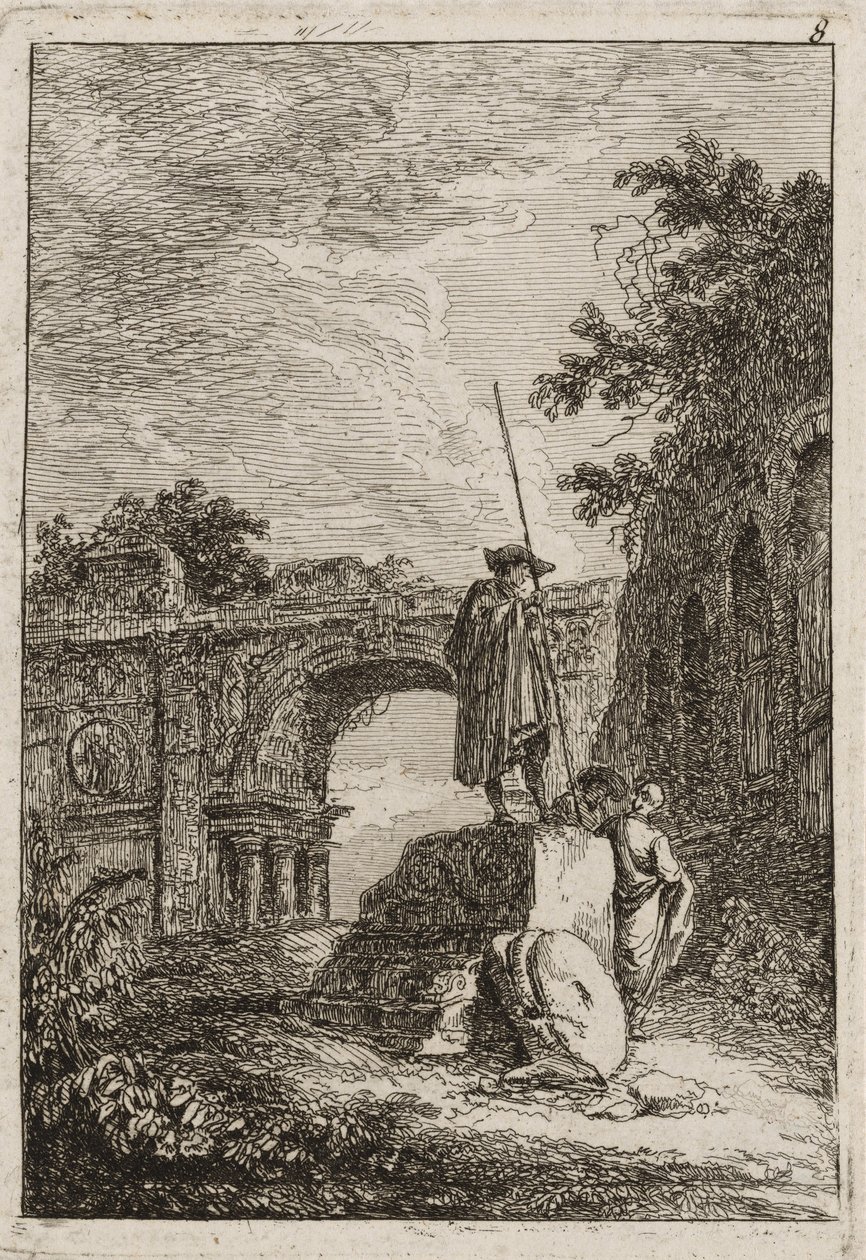 Tablica ósma z Wieczorów w Rzymie, 1763-64 autorstwa Hubert Robert
