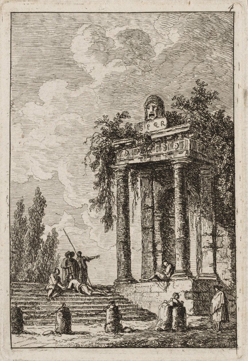 Tablica czwarta z Wieczorów w Rzymie, 1763-64 autorstwa Hubert Robert