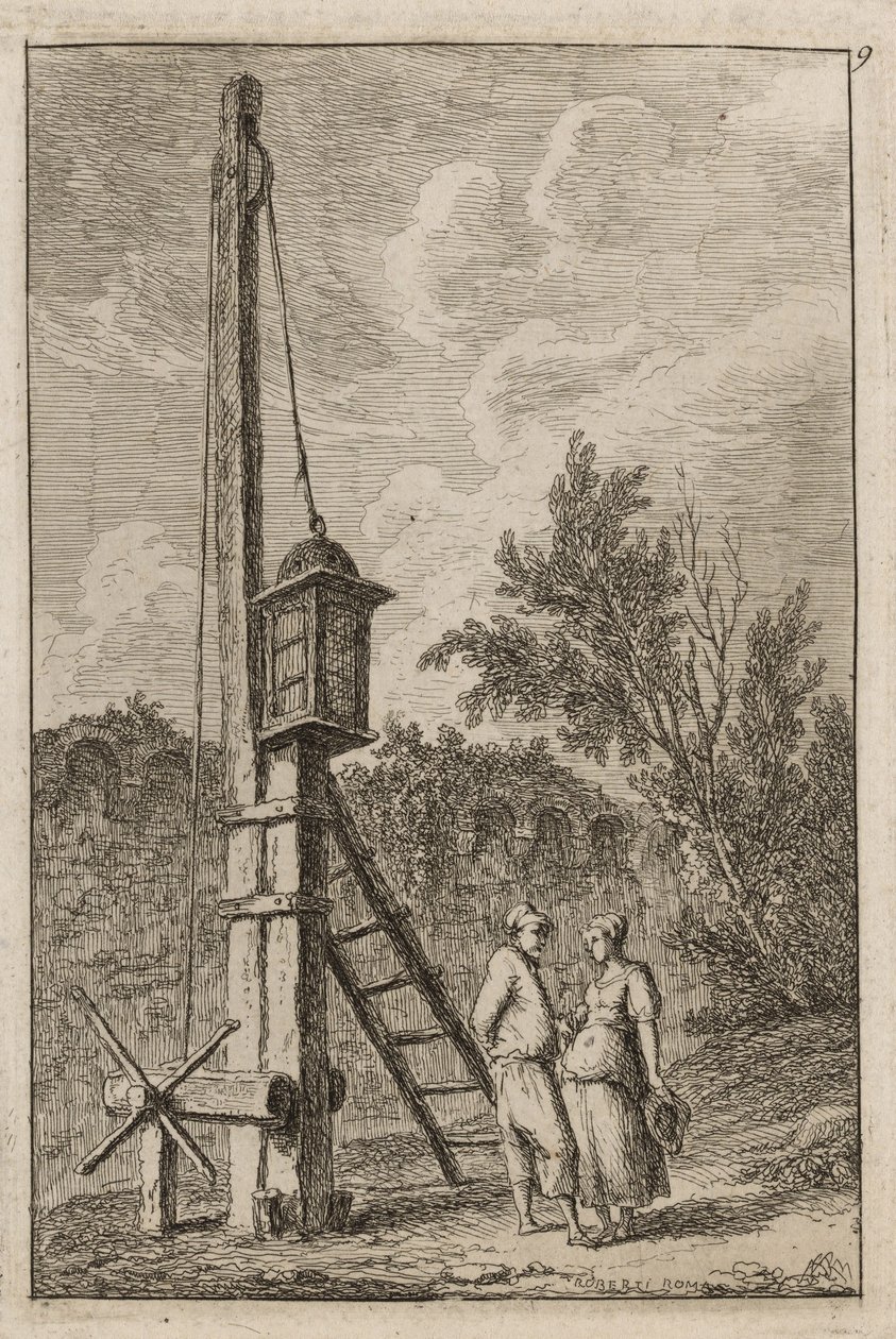 Tablica dziewiąta z Wieczorów w Rzymie, 1763-64 autorstwa Hubert Robert
