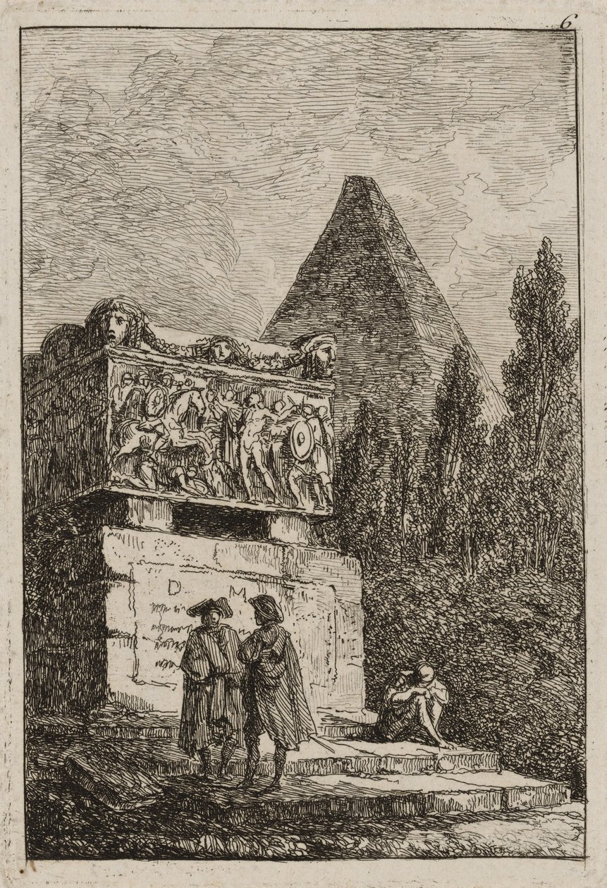 Tablica szósta z Wieczorów w Rzymie, 1763-64 autorstwa Hubert Robert