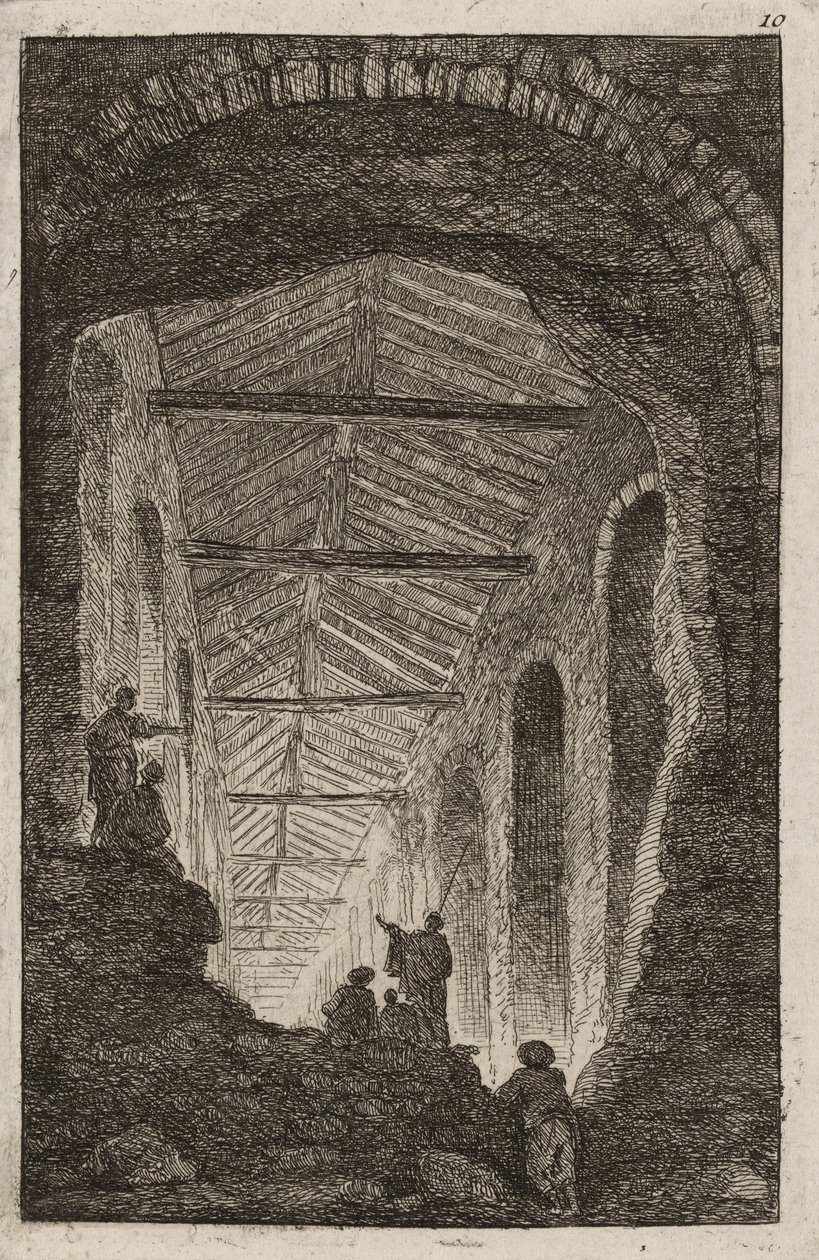 Tablica dziesiąta z Wieczorów w Rzymie, 1763-64 autorstwa Hubert Robert