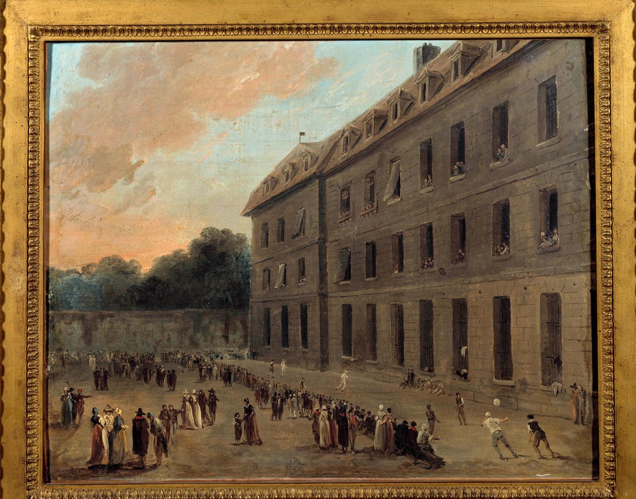 Rekreacja więźniów w Saint Lazare: część balonowa Obraz Huberta Roberta (1733-1808) 1794 Nd. 0,33x0,41 m Paryż, Musee Carnavalet autorstwa Hubert Robert