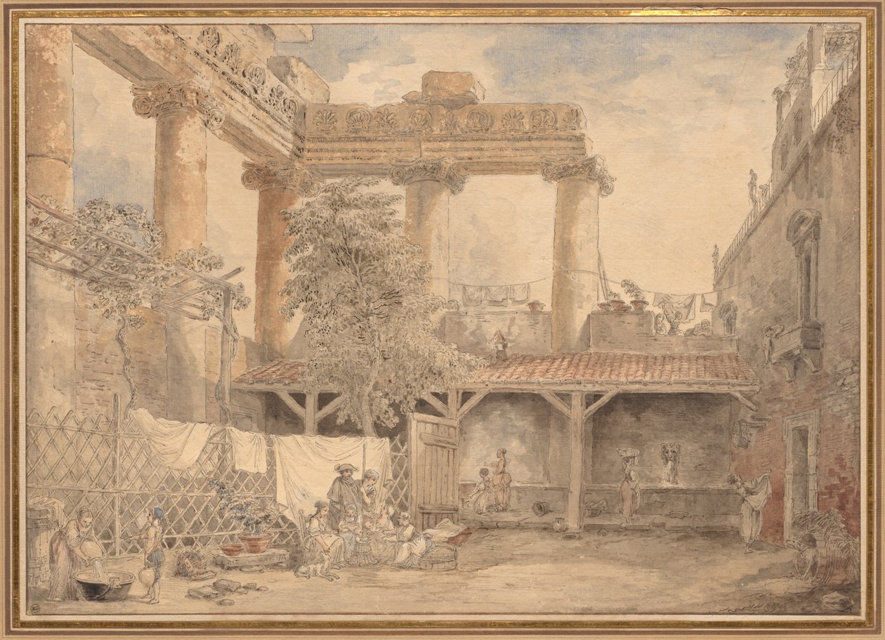 Ruiny rzymskie, Villa Pamfili, 1774. autorstwa Hubert Robert