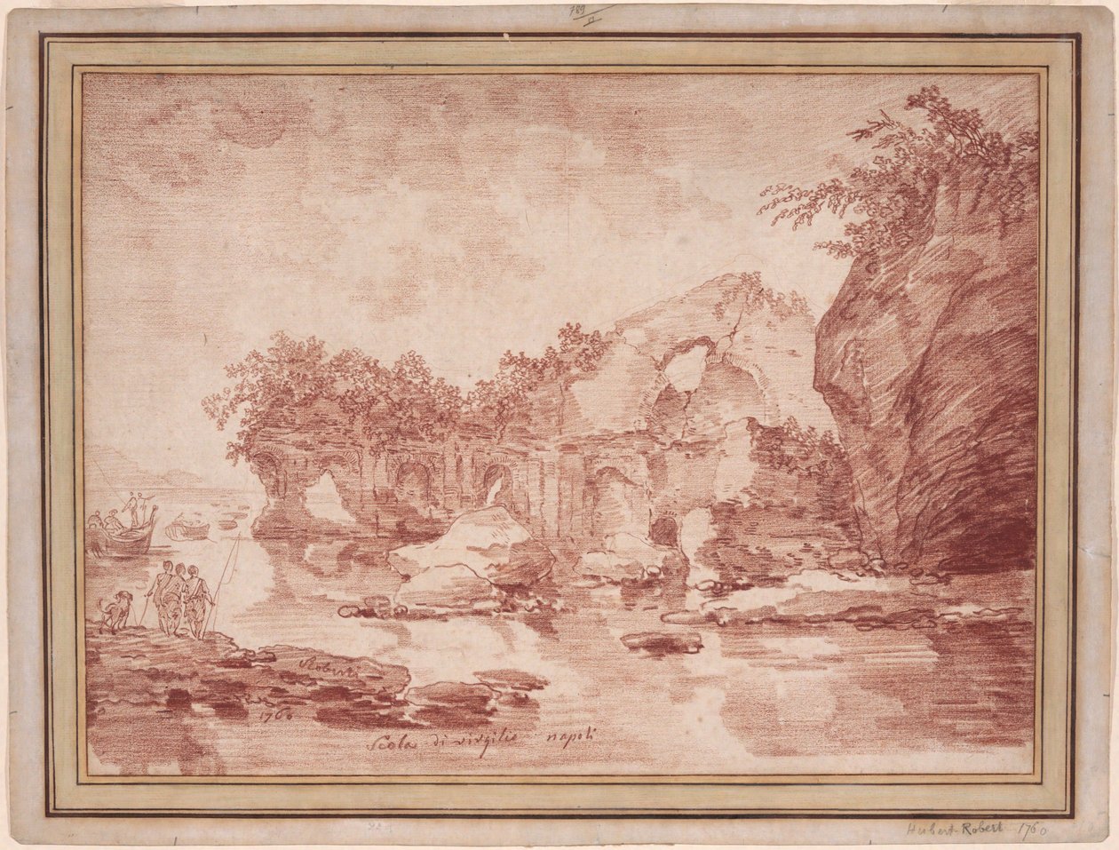 Ruiny nad morzem w pobliżu Neapolu: „Scola di Virgilio” autorstwa Hubert Robert