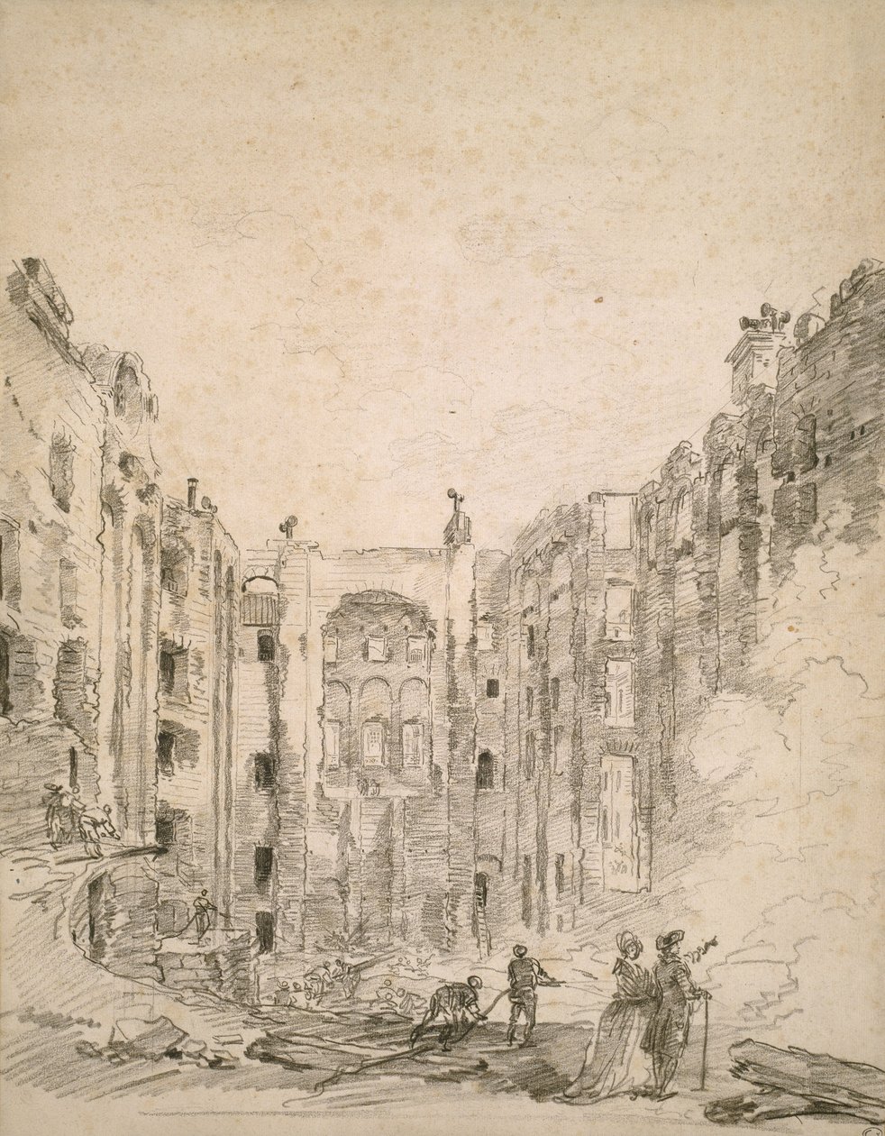 Ruiny Opery po pożarze 1781, 1781 autorstwa Hubert Robert