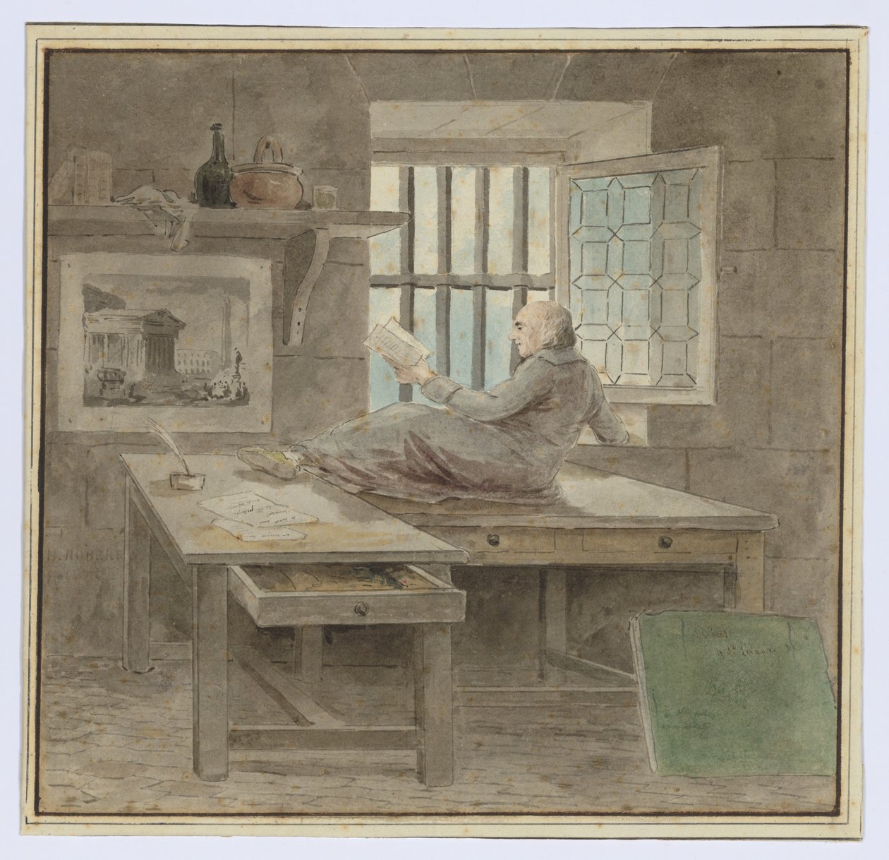 Autoportret w więzieniu Saint-Lazare autorstwa Hubert Robert