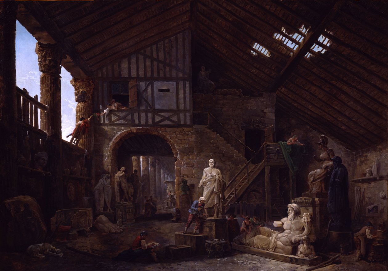 Pracownia konserwatora zabytków w Rzymie autorstwa Hubert Robert