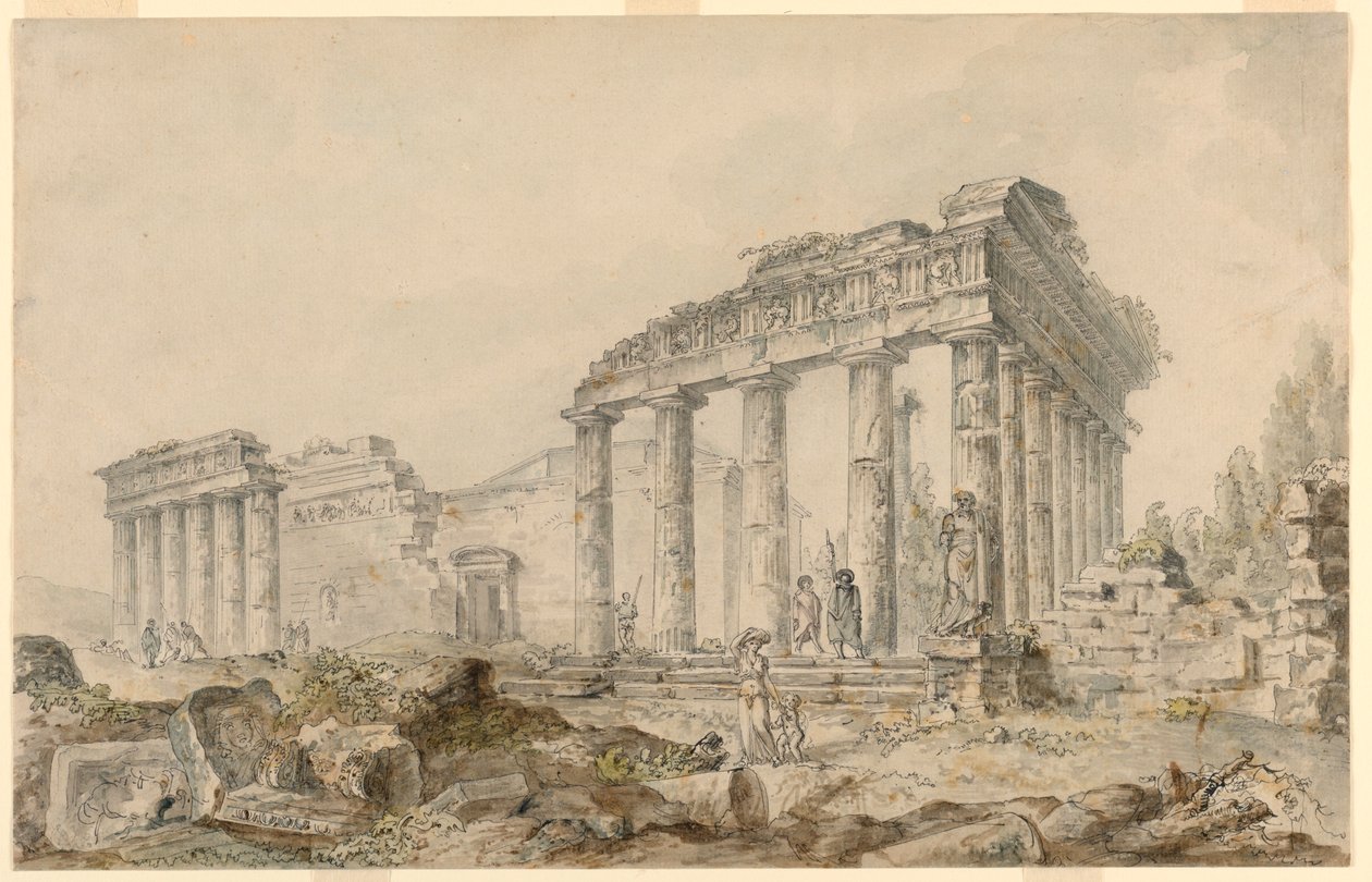 Świątynia Minerwy, Ateny, Grecja autorstwa Hubert Robert