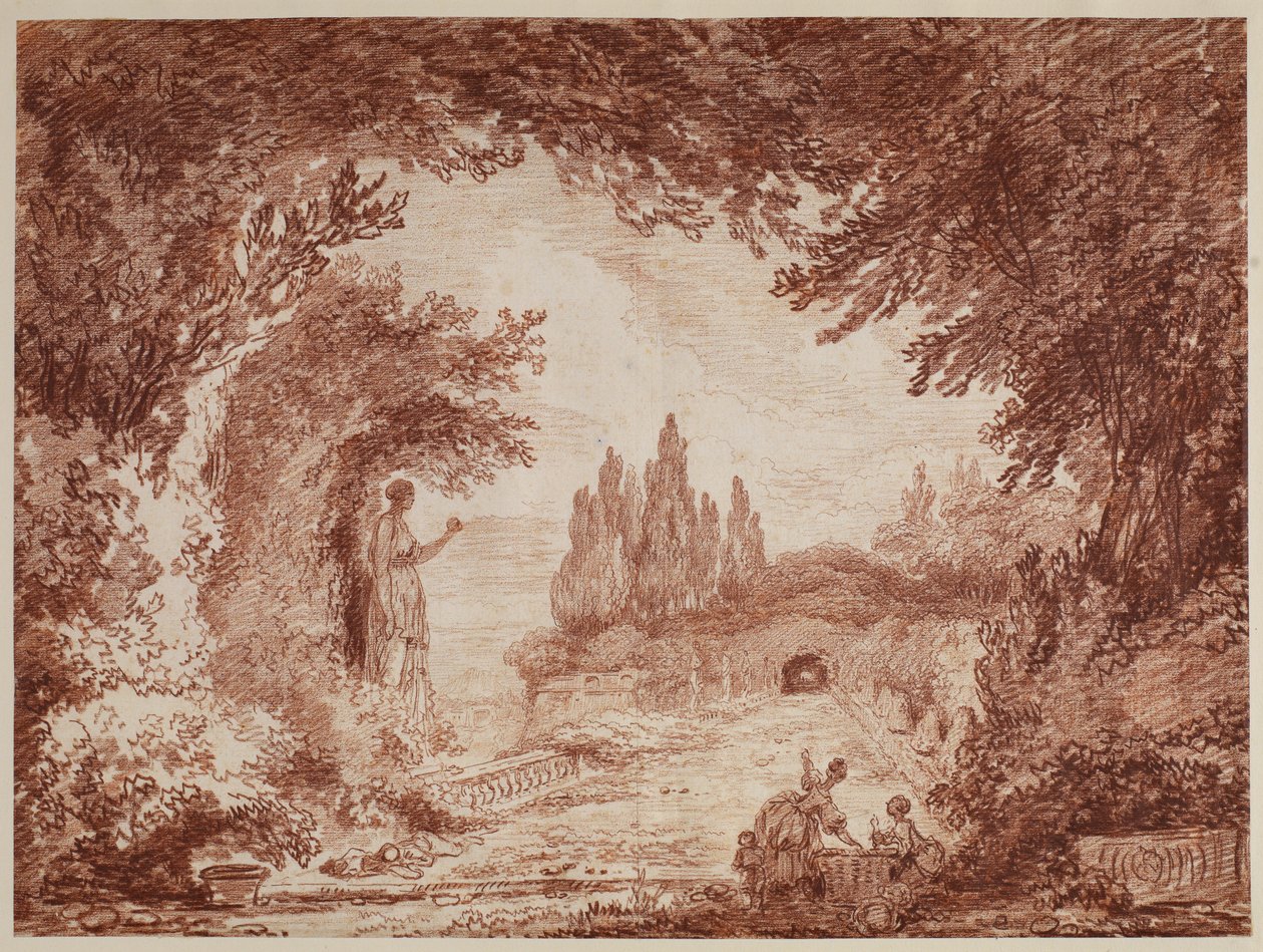 Taras w ogrodzie włoskim, ok. 1760 autorstwa Hubert Robert