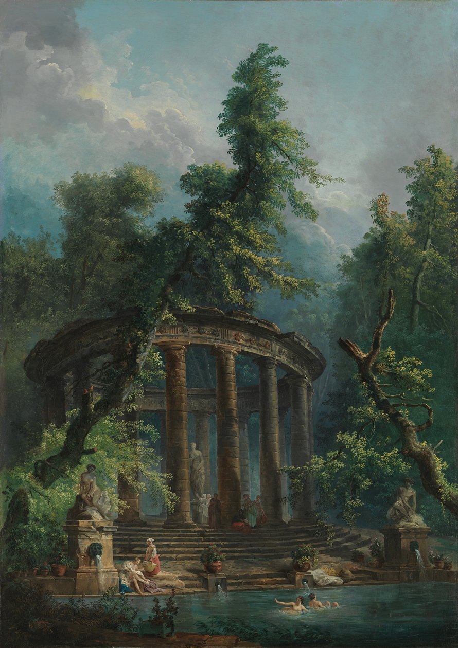 Basen kąpielowy. autorstwa Hubert Robert