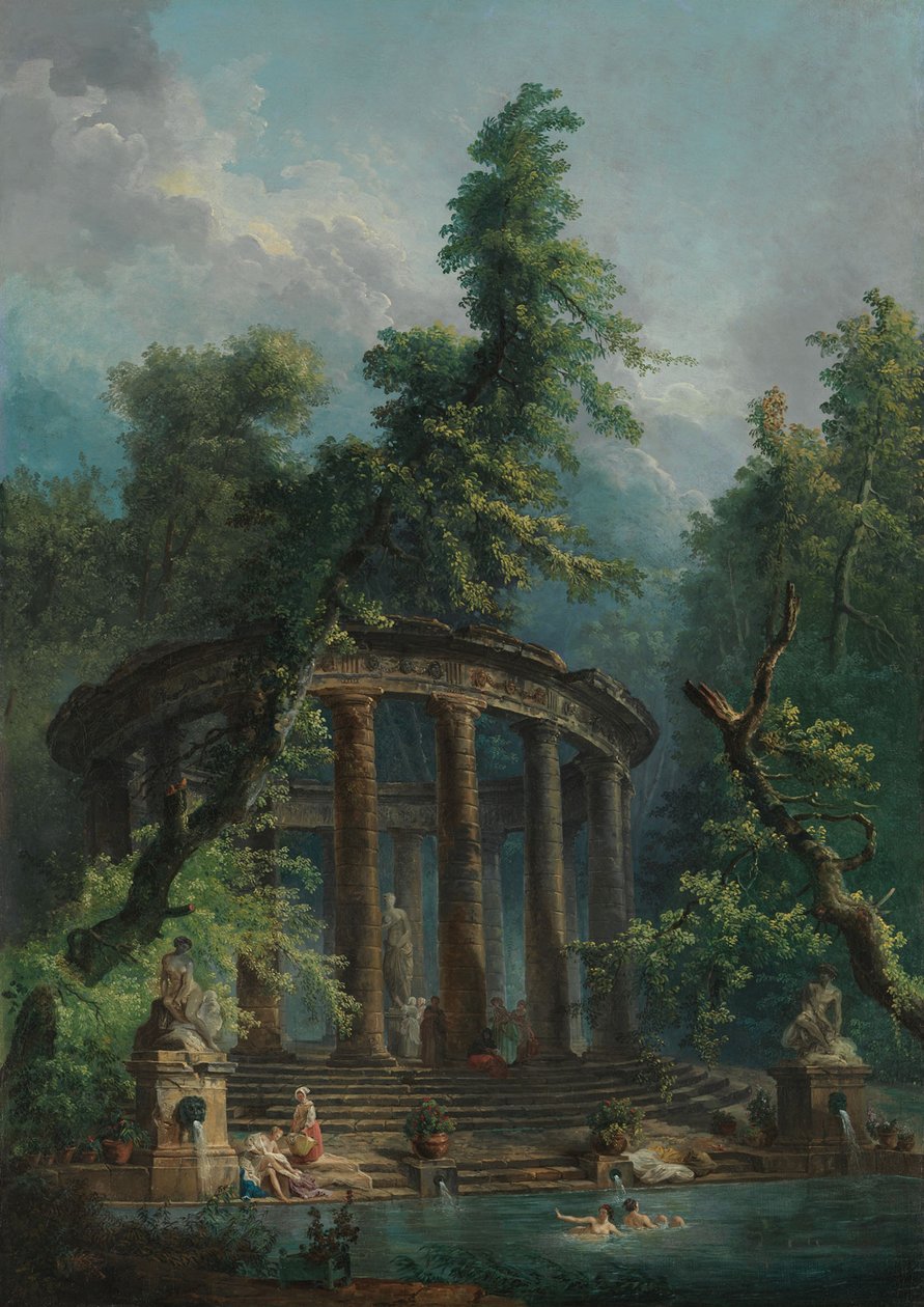 Basen kąpielowy, ok. 1780 (olej na płótnie) autorstwa Hubert Robert