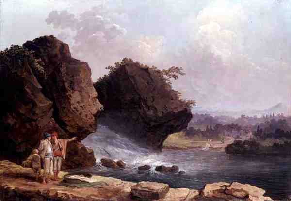 Kaskada (olej na płótnie) autorstwa Hubert Robert