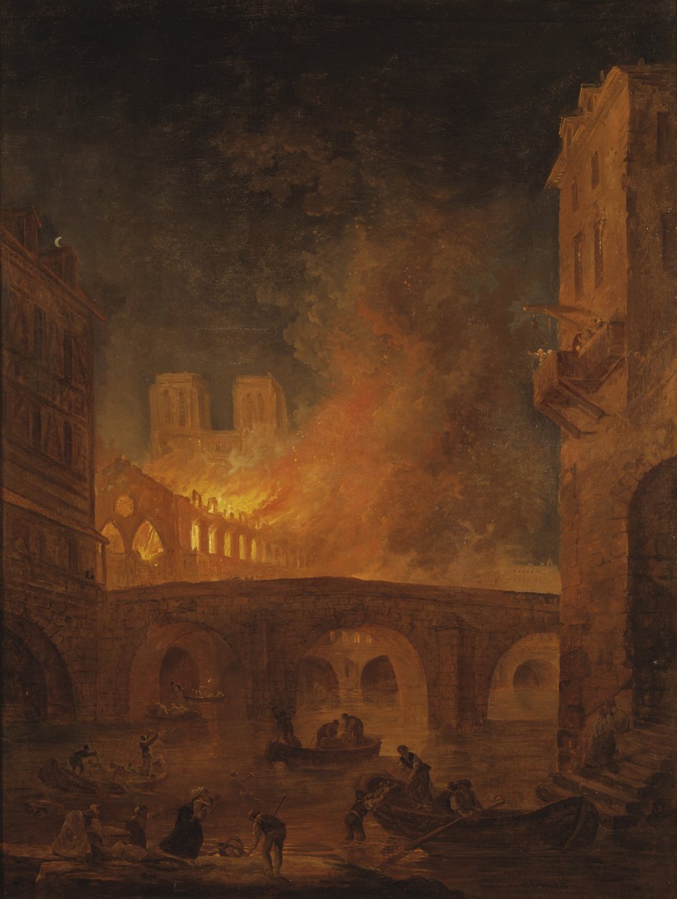 Pożar Hôtel-Dieu w Paryżu w 1772 roku autorstwa Hubert Robert