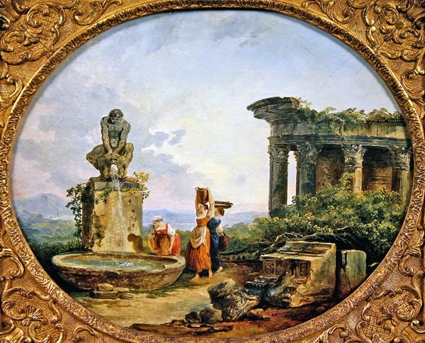 Fontanna (olej na płótnie) autorstwa Hubert Robert