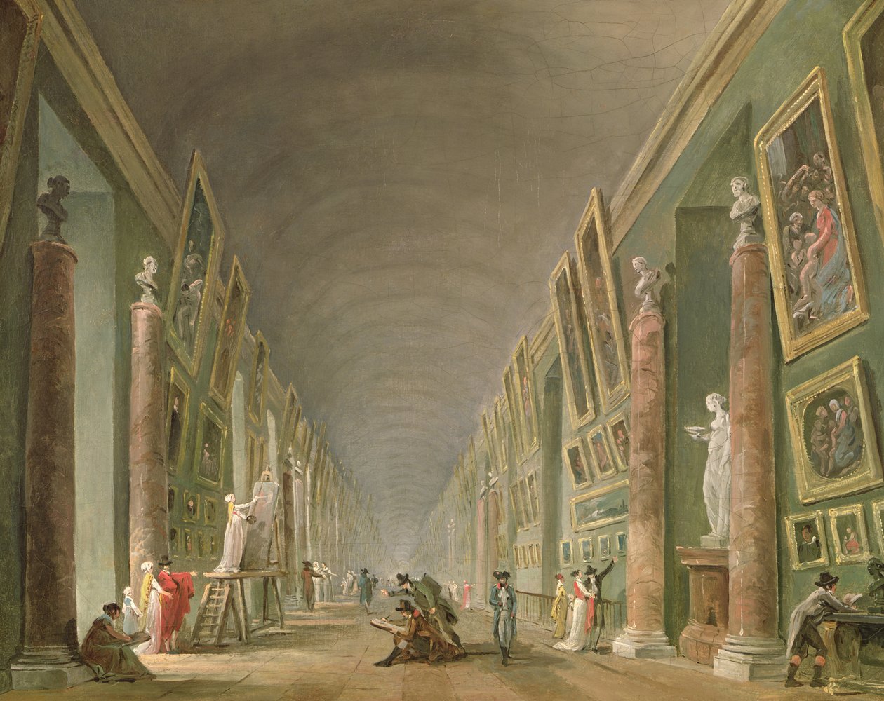 Wielka Galeria Luwru w latach 1801-1805 (olej na płótnie) autorstwa Hubert Robert