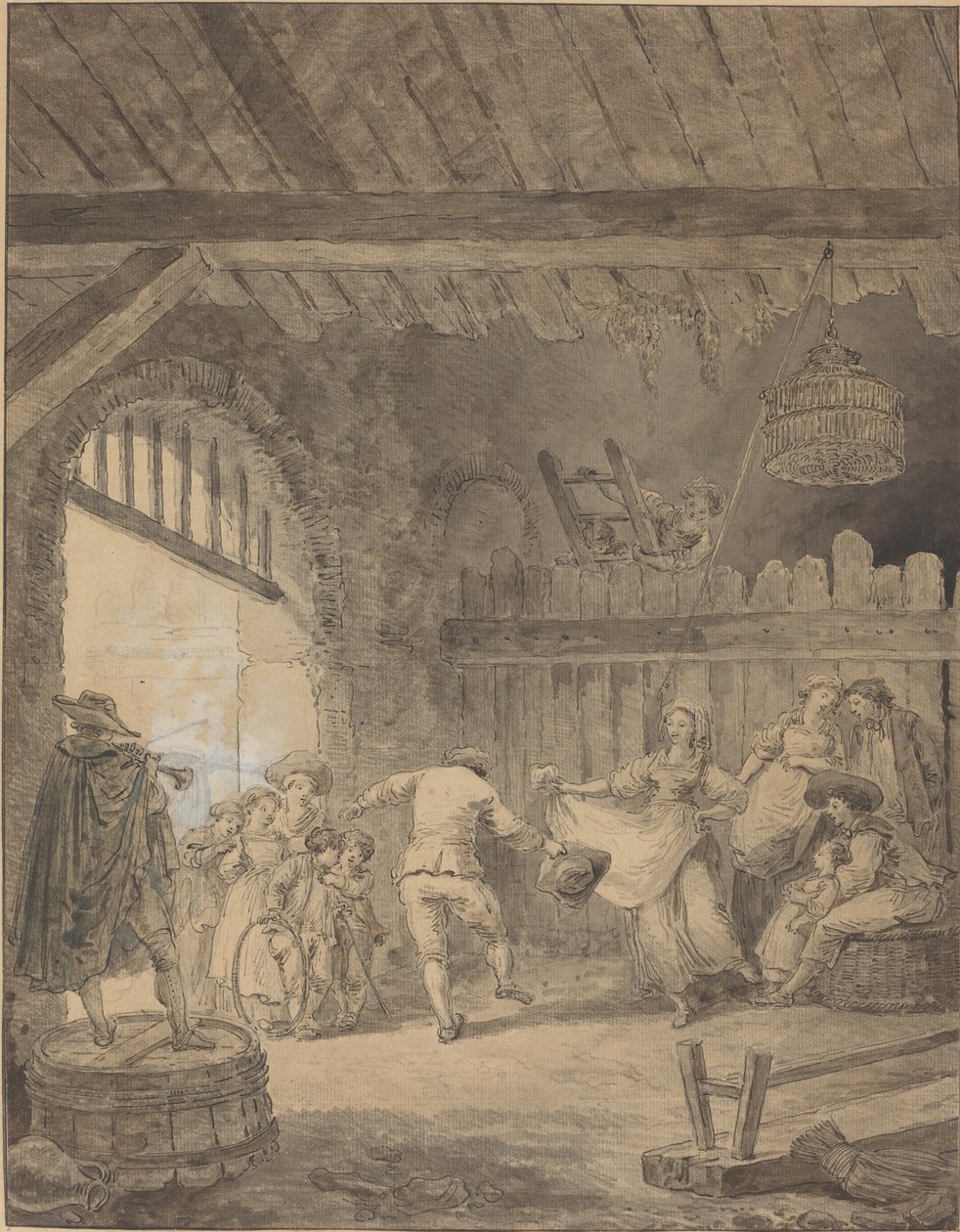 Taniec chłopski autorstwa Hubert Robert