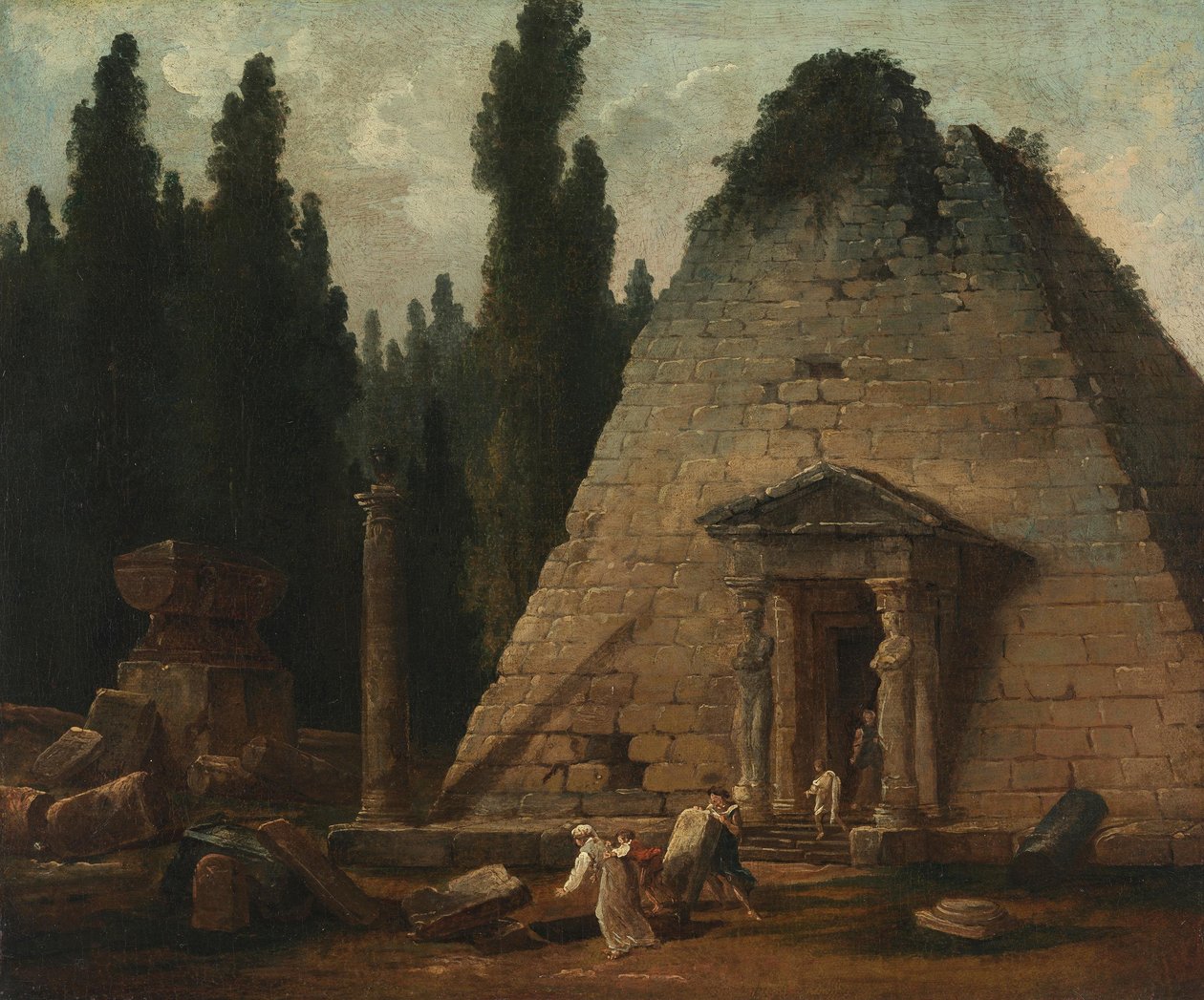 Piramida w ogrodach Mauperthuis autorstwa Hubert Robert