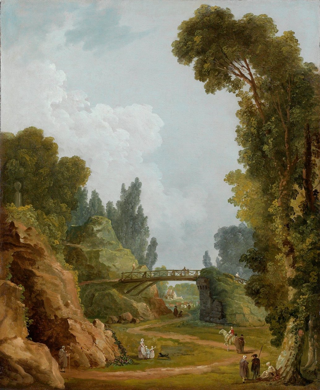 Rustykalny most, Château de Méréville, Francja autorstwa Hubert Robert