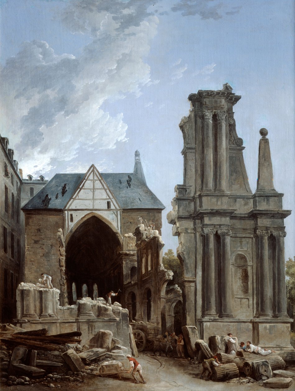 Rozbiórka kościoła Feuillants, 1805 autorstwa Hubert Robert