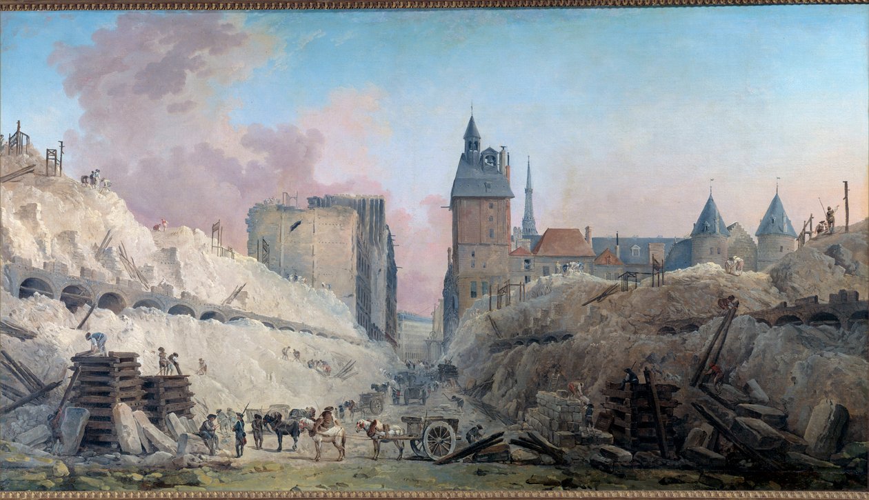 Rozbiórka domów Pont au Change w 1788 r. Obraz Huberta Roberta (1733-1808) 1788 nd. 0,86x1,59 m Paryż, Muzeum Carnavalet autorstwa Hubert Robert
