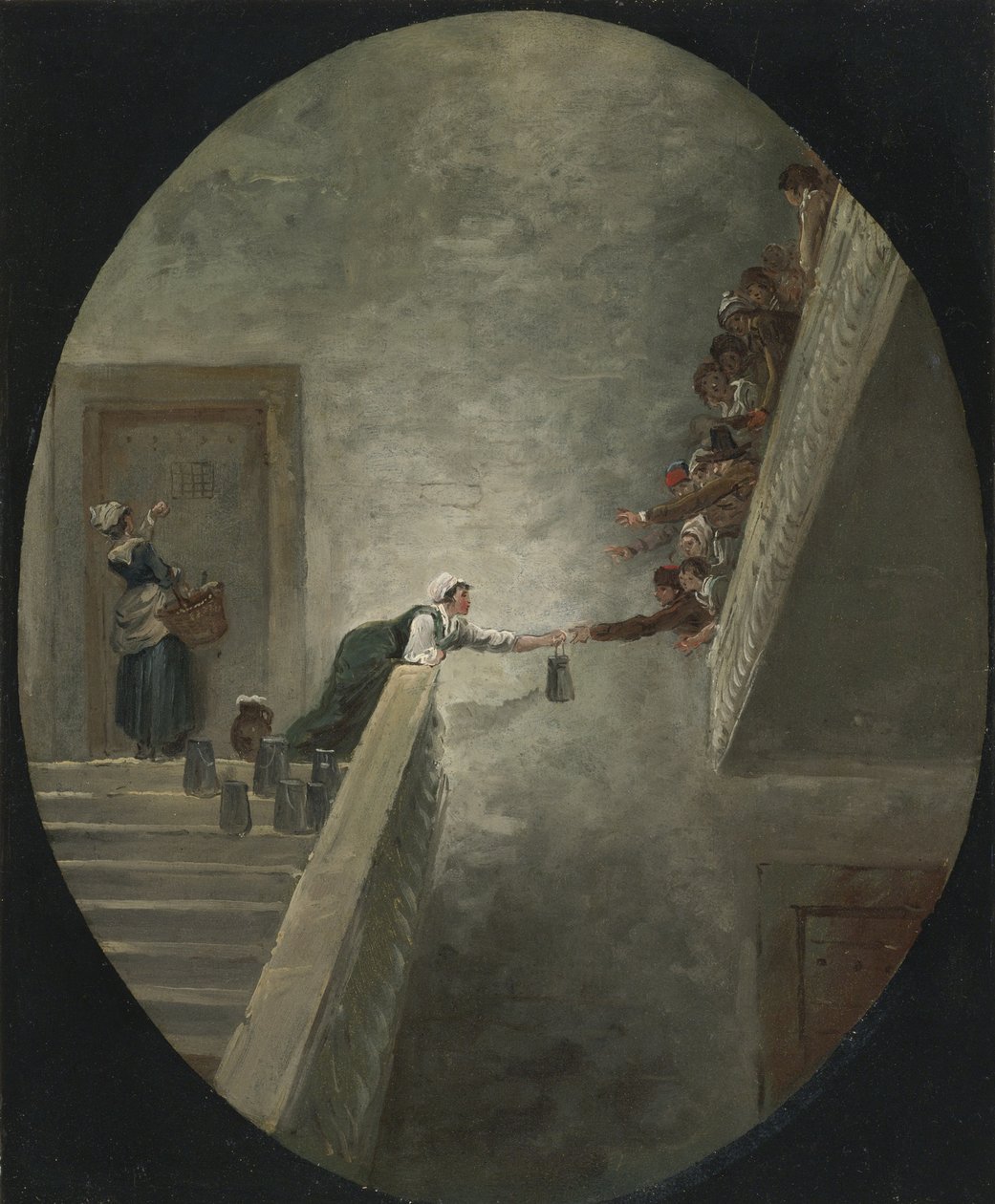Dystrybucja mleka w więzieniu Saint-Lazare, ok. 1794 autorstwa Hubert Robert