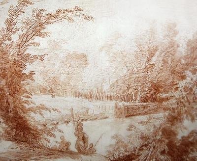 Ogród wiejskiego domu Claude-Henri Watelet w Le Moulin-Joli (czerwona kreda na papierze) autorstwa Hubert Robert
