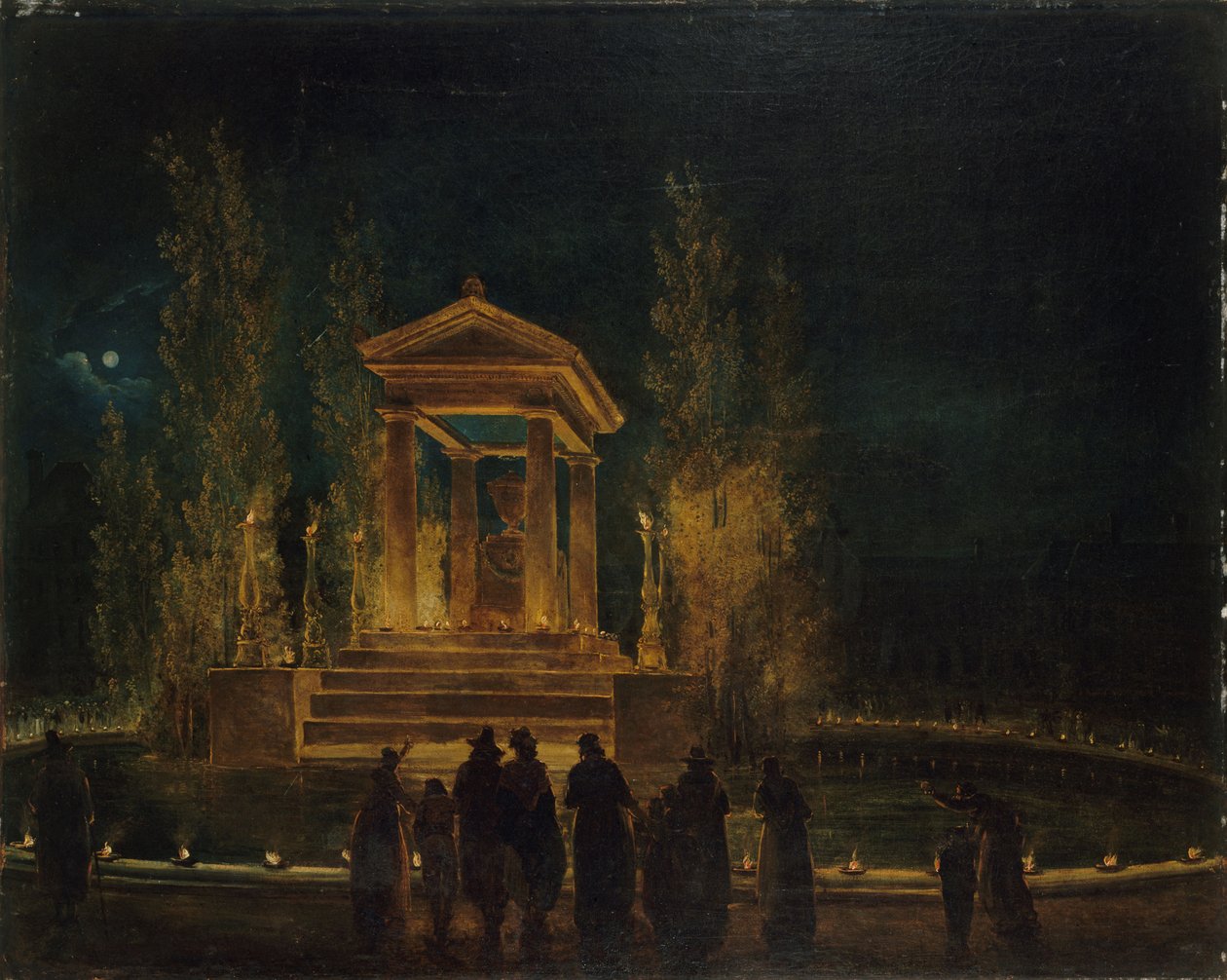 Tymczasowe Mauzoleum Jana Jakuba Rousseau, ok. 1794 r. autorstwa Hubert Robert