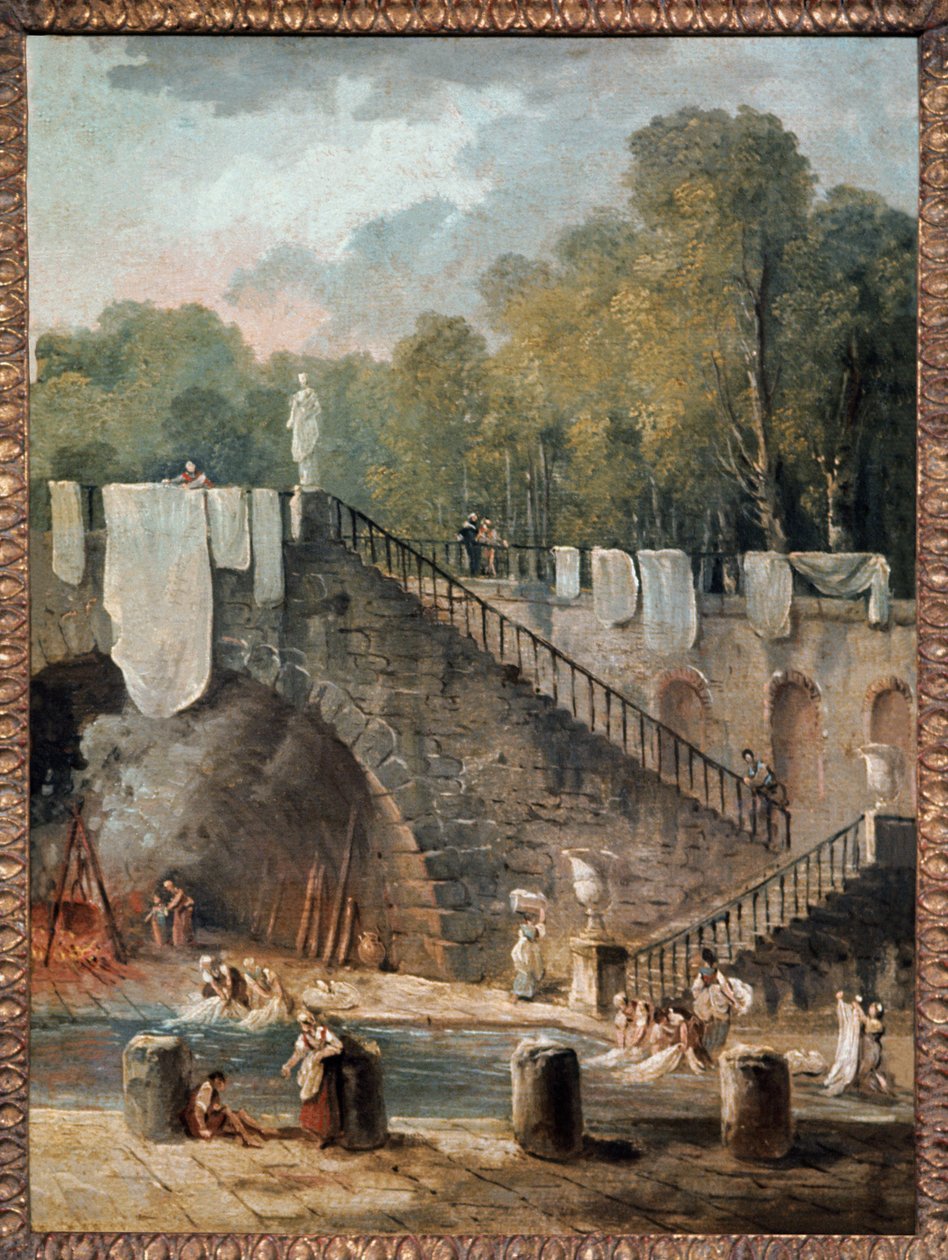 Mycie. XVIII wiek (olej na płótnie) autorstwa Hubert Robert