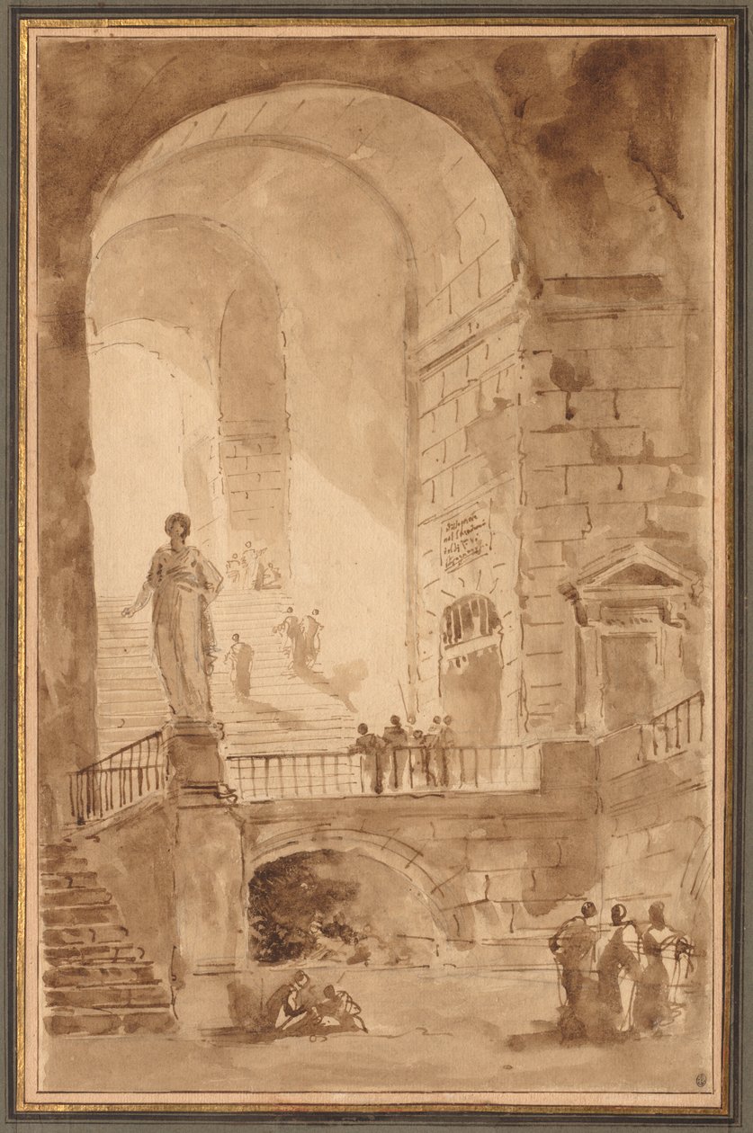 Sklepione schody autorstwa Hubert Robert