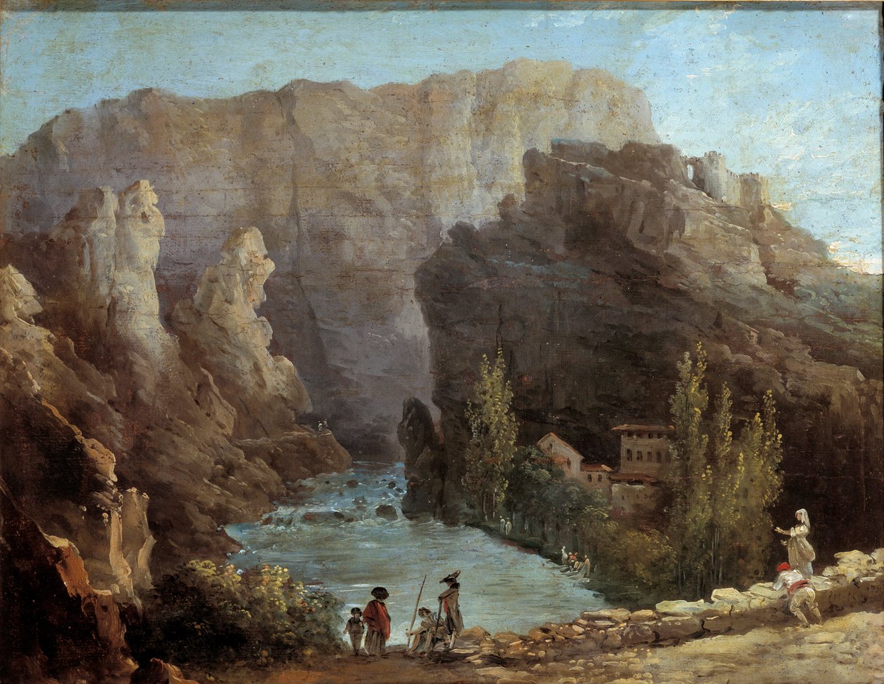 Widok na fontannę Vaucluse Obraz Huberta Roberta (1733-1805) Awinion z XVIII wieku, Musee Calvet. autorstwa Hubert Robert
