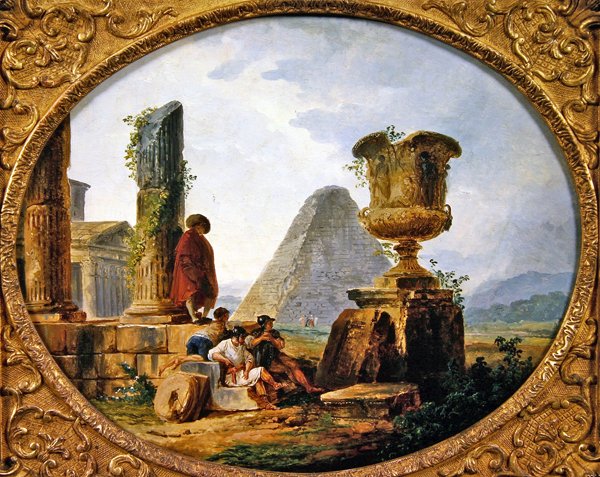 Odpoczywający wojownicy (olej na płótnie) autorstwa Hubert Robert