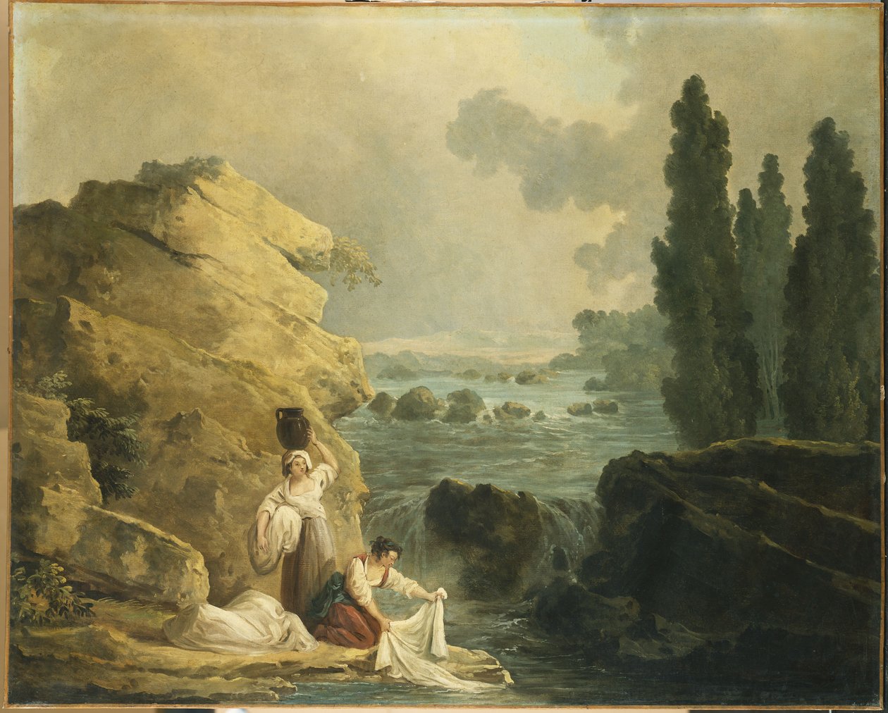 Praczki przy kaskadzie autorstwa Hubert Robert