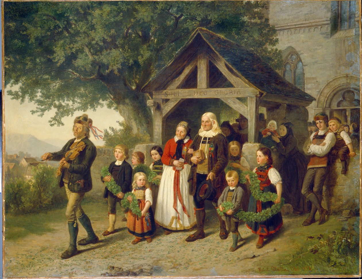 Złote wesele - obraz Huberta Salentina (1822-1910), olej na płótnie autorstwa Hubert Salentin