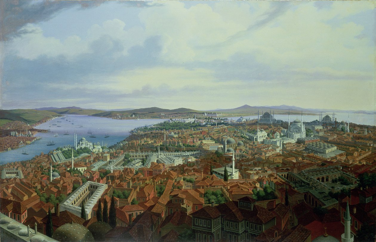 Panorama Konstantynopola z Sulejmana Camii, 1844 autorstwa Hubert Sattler