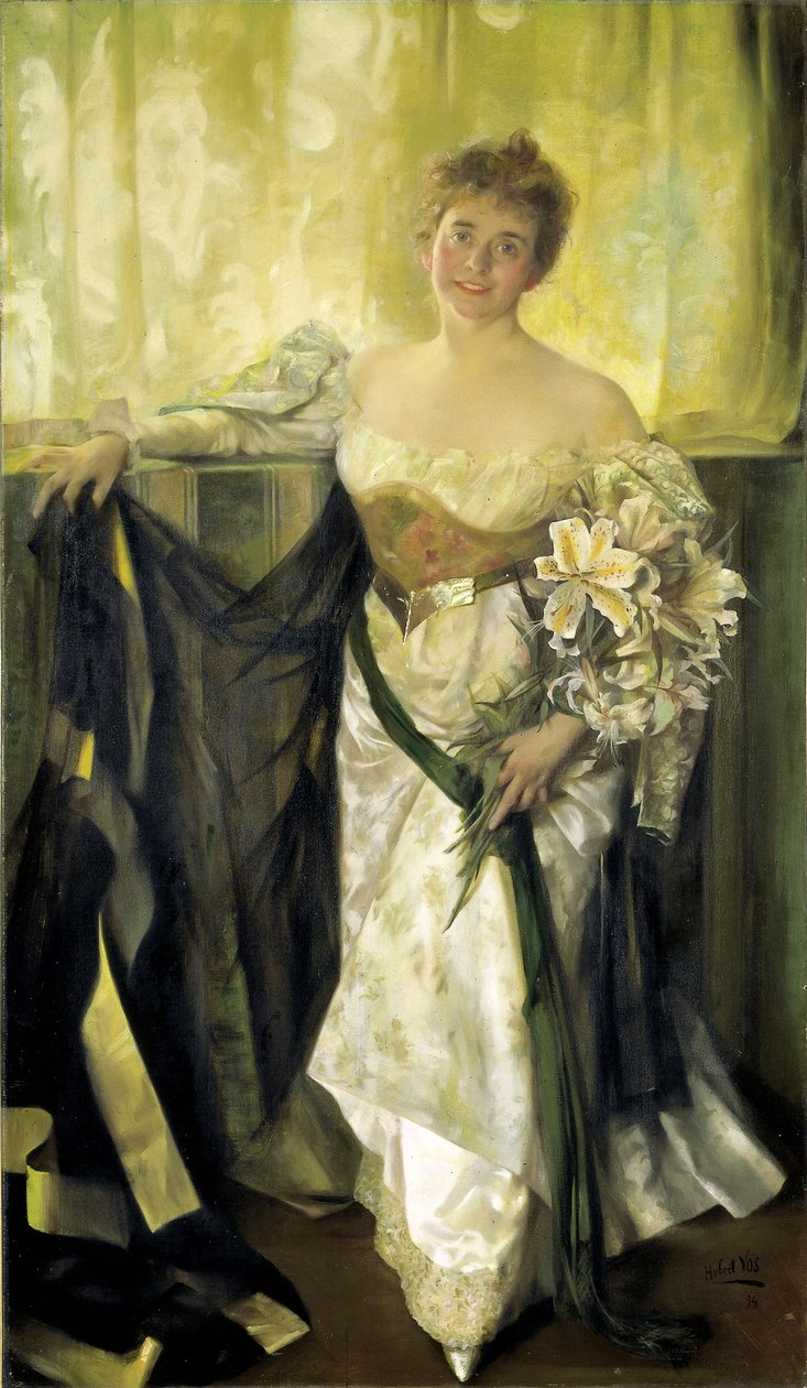 Alice Barney w białej satynie autorstwa Hubert Vos