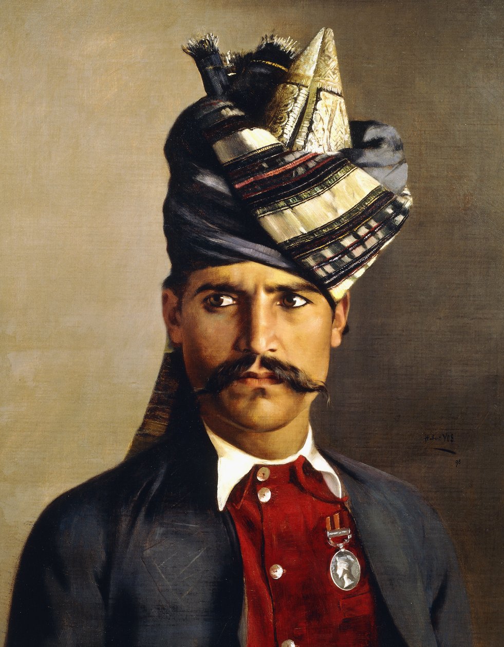 Portret Khattacka w wojskowej stroju głowy autorstwa Hubert Vos