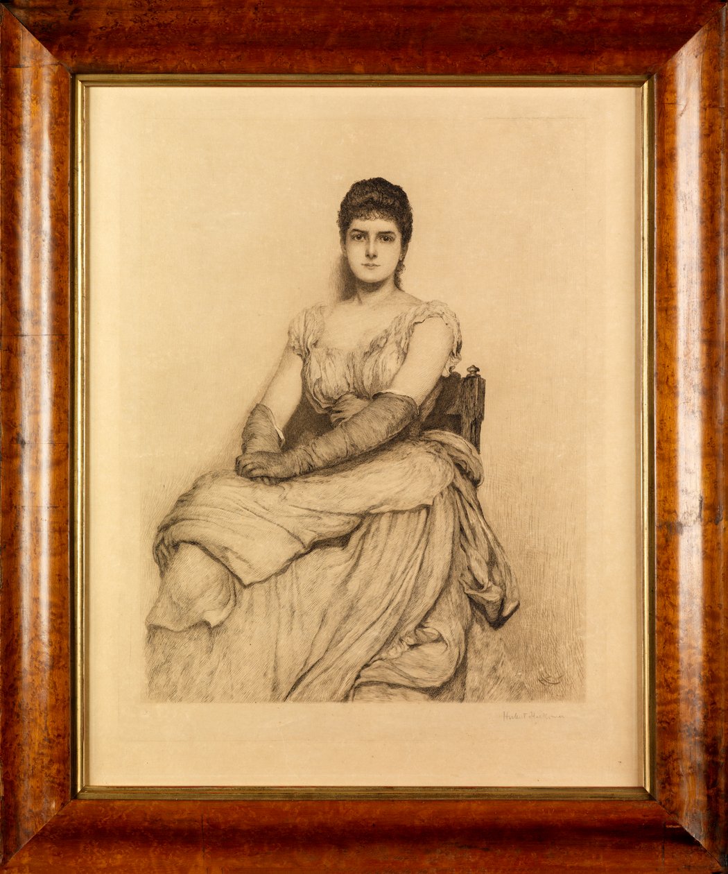 Dama w bieli (Miss Grant) (akwaforta) autorstwa Hubert von Herkomer