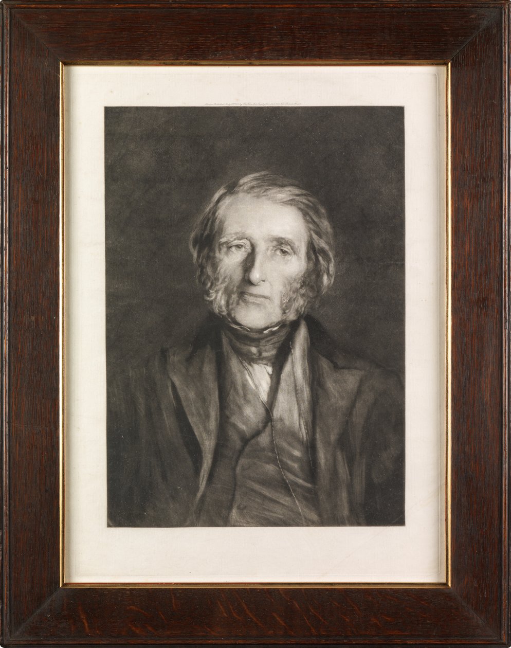 Portret Ruskina (mezzotinta) autorstwa Hubert von Herkomer