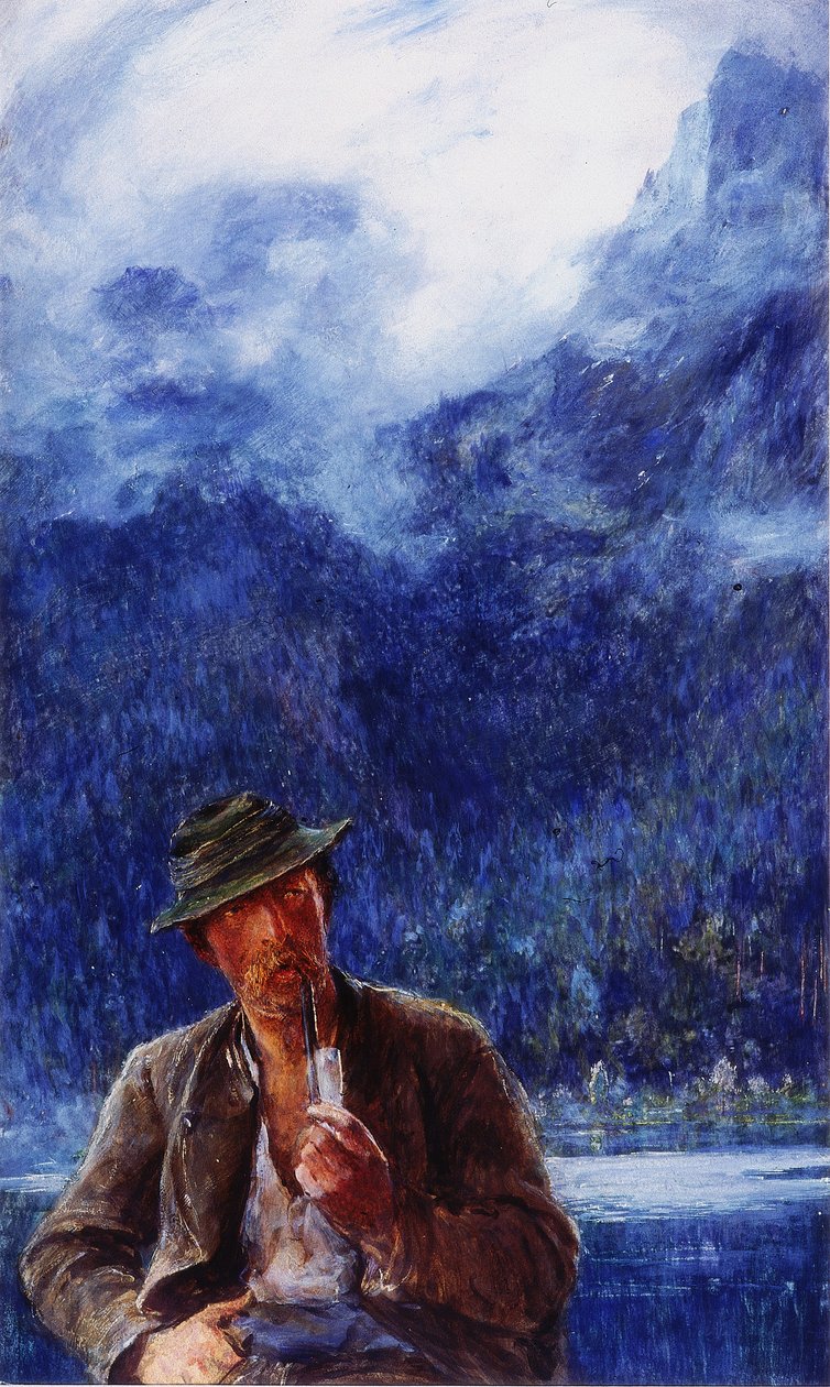 Rybak z Hintersee (bc i wc na papierze tkanym) autorstwa Hubert von Herkomer