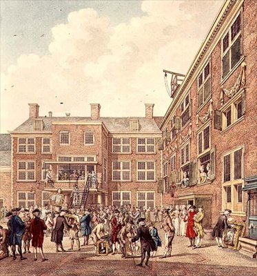 Oudezijdsheerenlogement, Amsterdam (litografia) autorstwa Hubertus Petrus Schouten