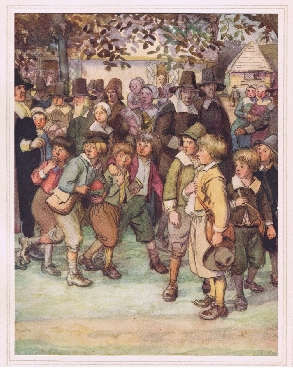 Tłum chętnych i ciekawskich uczniów autorstwa Hugh Thomson