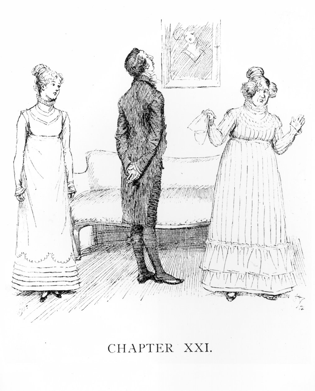 Scena z „Duma i uprzedzenie” Jane Austen (1775-1817) autorstwa Hugh Thomson