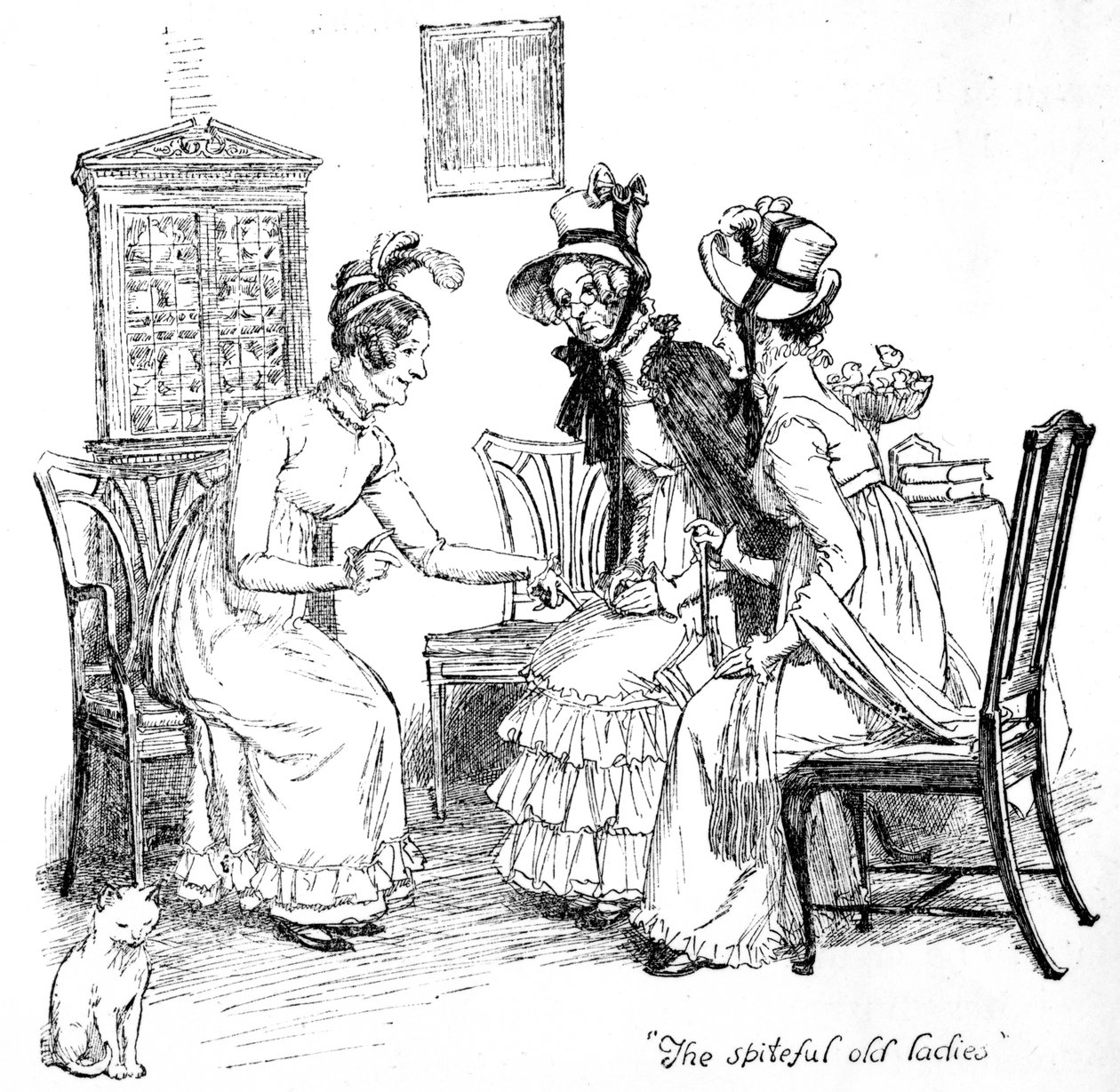 „Złośliwe staruszki”, ilustracja z „Duma i uprzedzenie” Jane Austen, wydanie z 1894 r. autorstwa Hugh Thomson