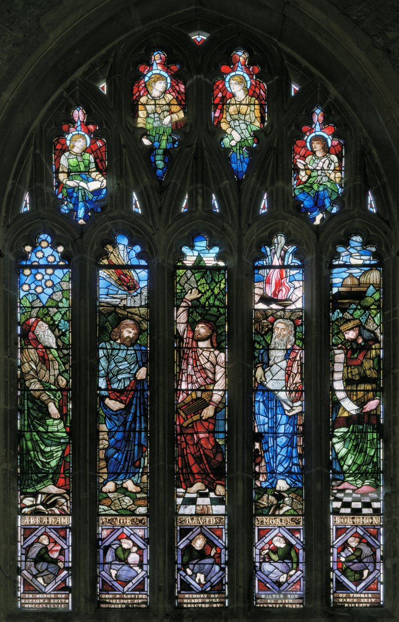 Langport, All Saints, Belham & Co, Hugh Arthur Kennedy, Abraham, Job, David, Moses & Solomon, 1879 autorstwa Hugh Arthur Kennedy