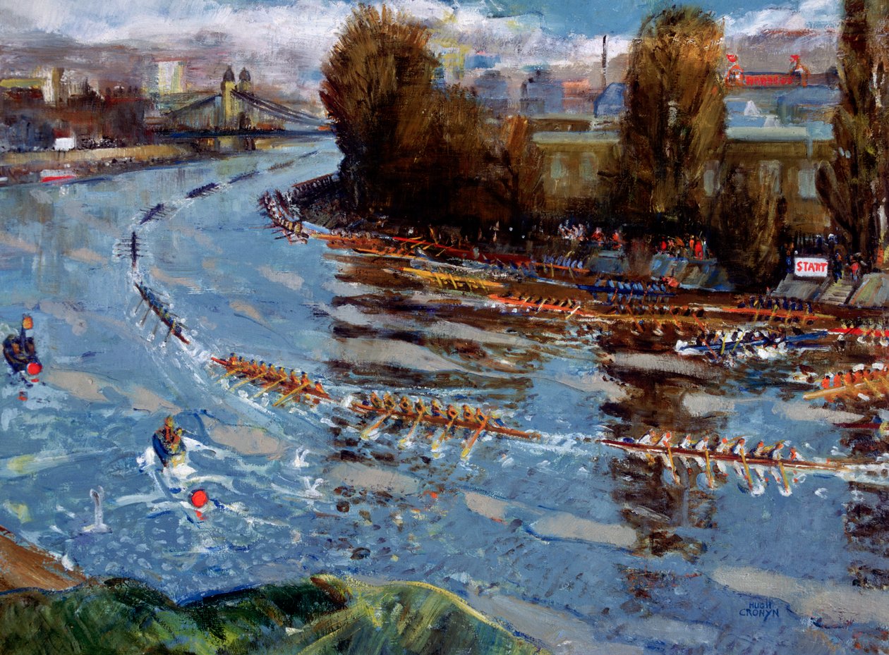 „Head of the River for Schools”, wyścig wioślarski nad Tamizą, Londyn, po ok. 1925 r. autorstwa Hugh Cronyn