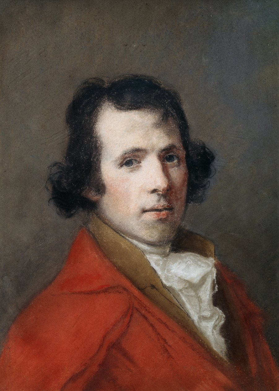 Portret Antonio Canovy, Długość biustu, W płaszczu, autorstwa Hugh Douglas Hamilton