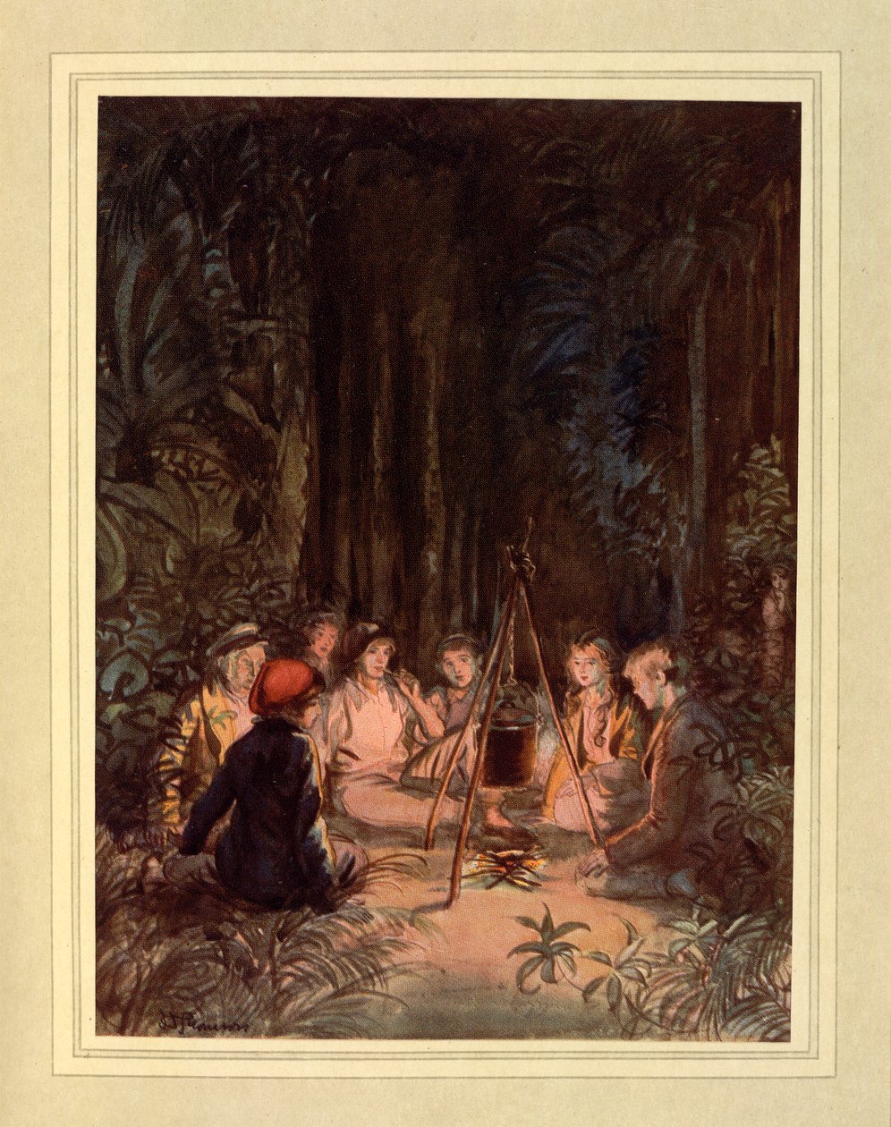 Wokół ognia, z „The Admirable Crichton” J.M. Barrie autorstwa Hugh Thomson
