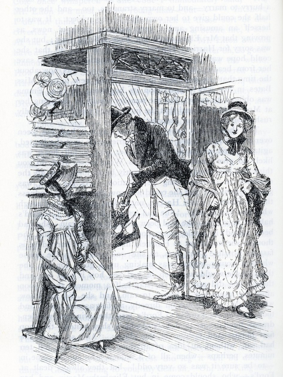 „Emma wyjaśnia, że to ona zaaranżowała ślub panny Taylor i pana Westona” (ilustracja) autorstwa Hugh Thomson